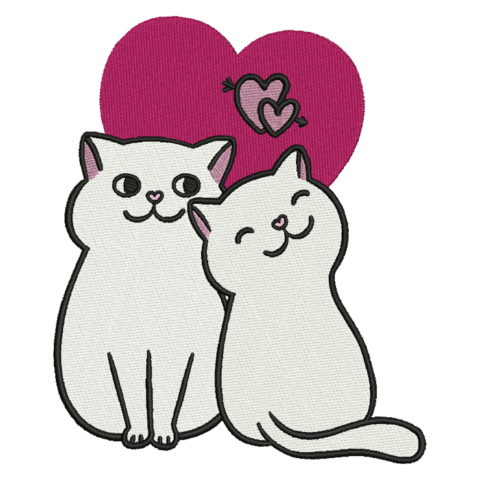 Cute cat couple Embroidery Design.